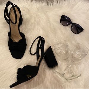 Ann Taylor Black Carolyn Knot Block Heel Sandal